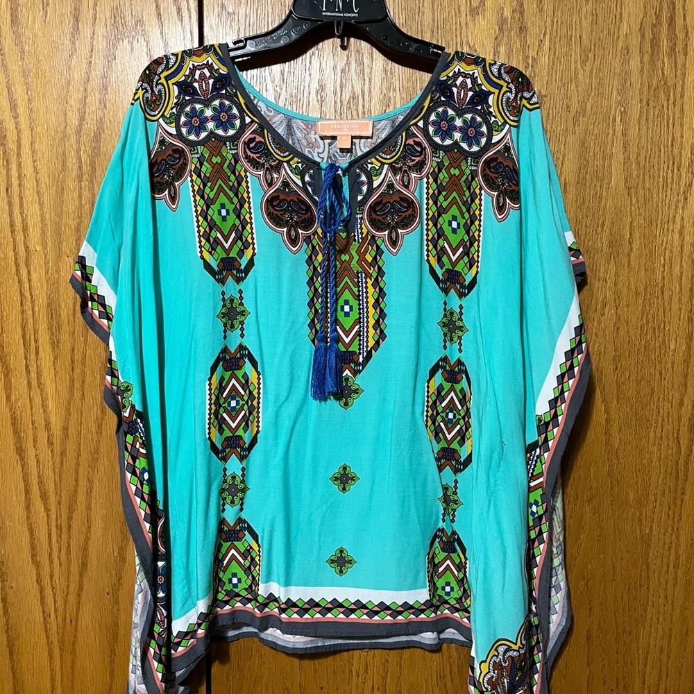 Vibrant Teal and Green Women's Tunic